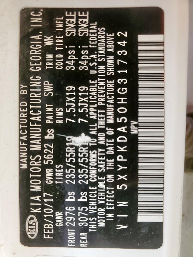 2017 KIA SORENTO SX - 5XYPKDA50HG317342