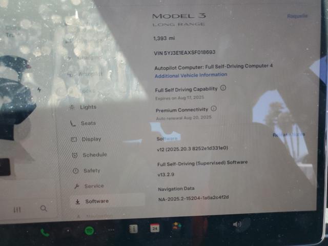2025 TESLA MODEL 3 5YJ3E1EAXSF018693