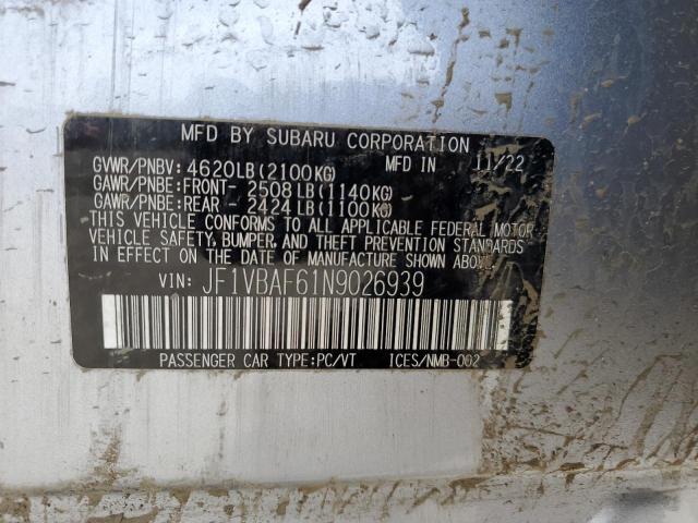 2022 SUBARU WRX PREMIU JF1VBAF61N9026939