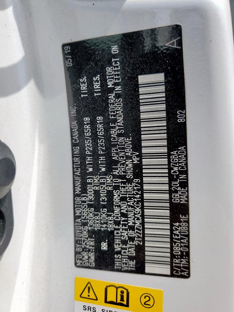 2019 LEXUS RX 350 BAS 2T2ZZMCA9KC142179
