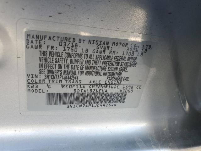 2018 NISSAN VERSA S 3N1CN7AP1JK442544