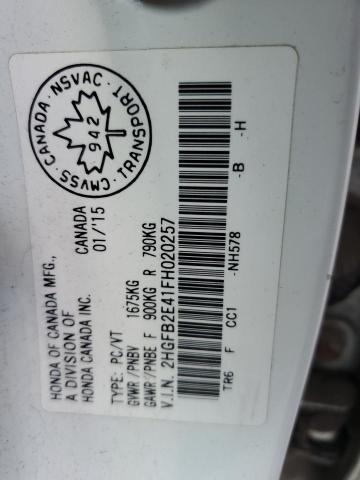 2015 HONDA CIVIC LX 2HGFB2E41FH020257