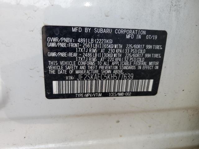 2019 SUBARU FORESTER P JF2SKAEC5KH577639