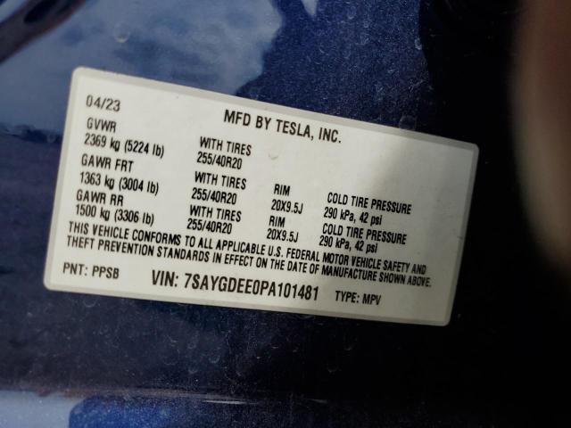2023 TESLA MODEL Y 7SAYGDEE0PA101481