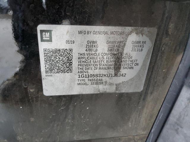2019 CHEVROLET IMPALA PRE - 1G1105S32KU126342