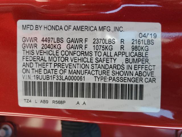 2020 ACURA TLX 19UUB1F33LA000061