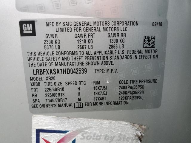 2017 BUICK ENVISION P LRBFXASA7HD042539