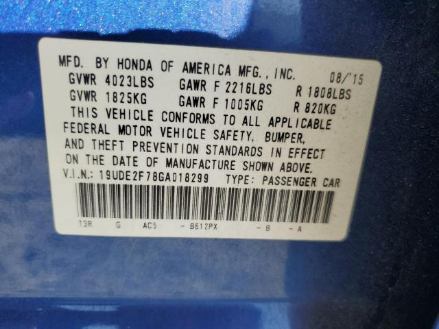 2016 ACURA ILX PREMIU 19UDE2F78GA018299