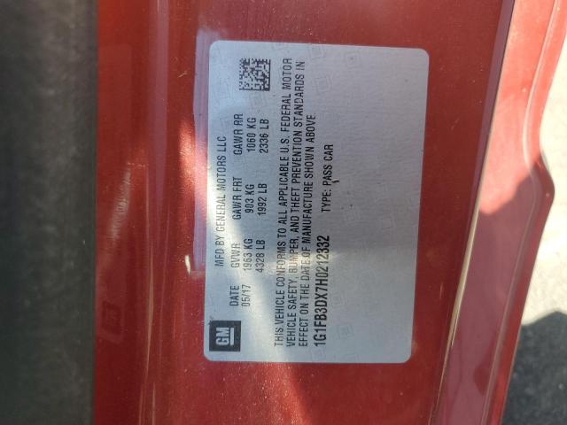 2017 CHEVROLET CAMARO LT 1G1FB3DX7H0212332