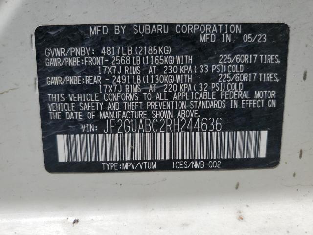 2024 SUBARU CROSSTREK - JF2GUABC2RH244636