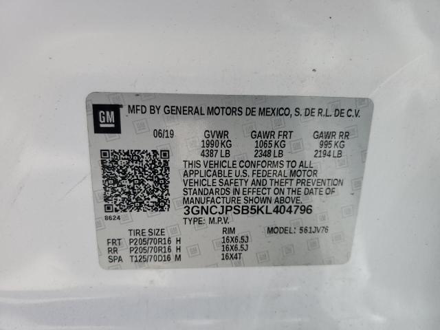 2019 CHEVROLET TRAX 1LT 3GNCJPSB5KL404796