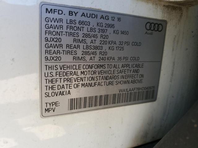 2017 AUDI Q7 PREMIUM WA1LAAF78HD040975