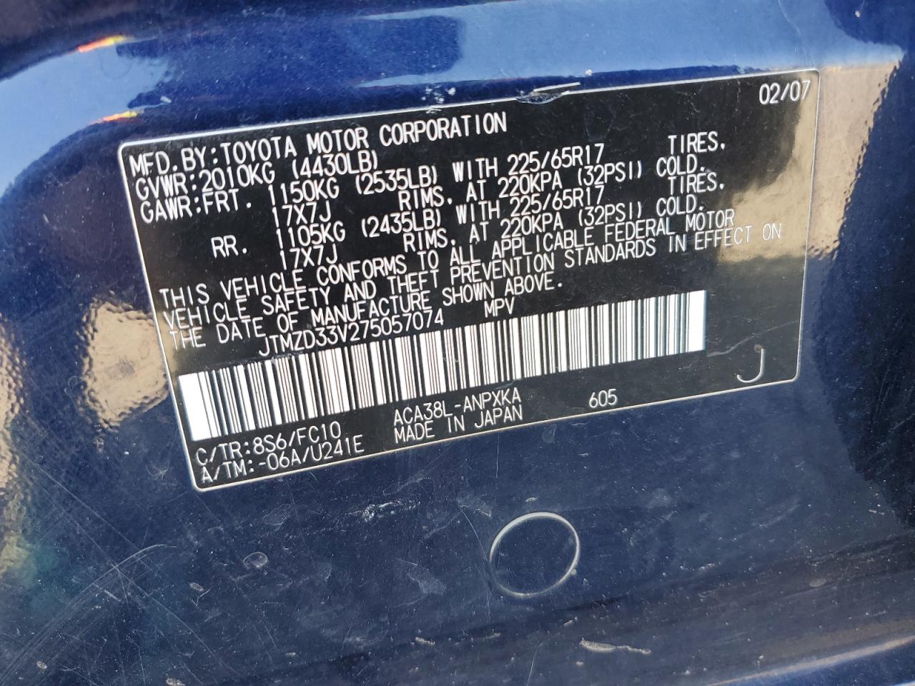 Lot #3211005557 2007 TOYOTA RAV4