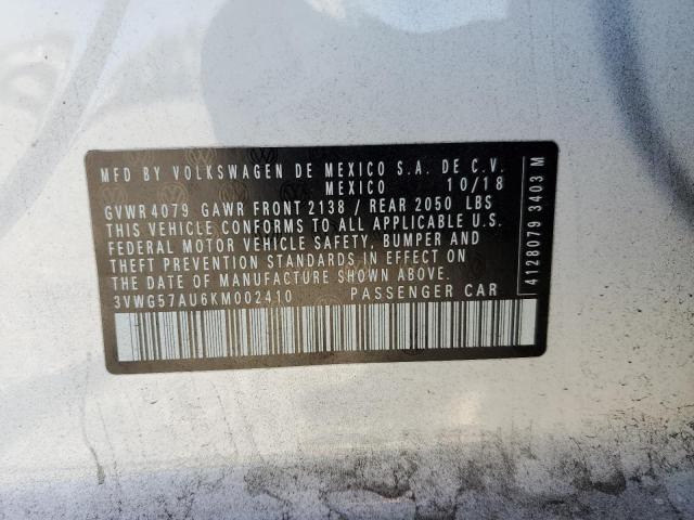 2019 VOLKSWAGEN GOLF S 3VWG57AU6KM002410