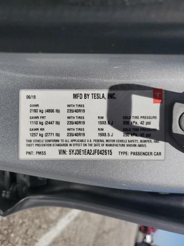 2018 TESLA MODEL 3 5YJ3E1EA2JF042615