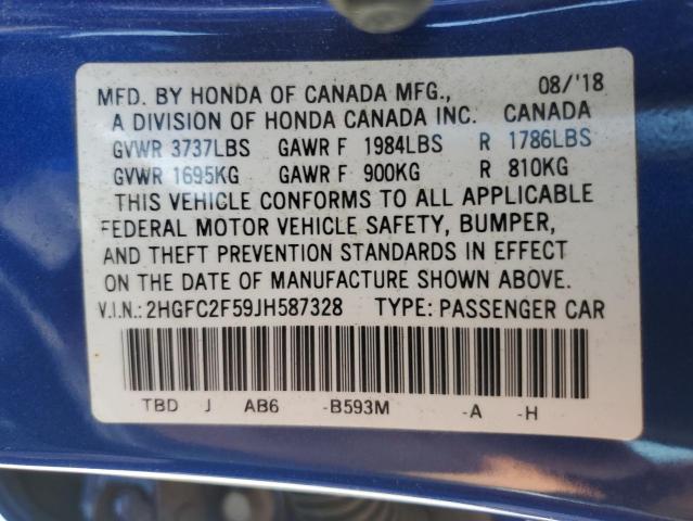 2018 HONDA CIVIC LX 2HGFC2F59JH587328