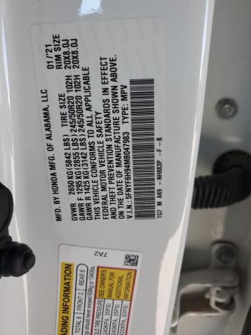 2021 HONDA PILOT TOUR 5FNYF6H94MB047983