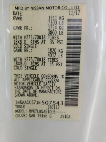 2018 NISSAN TITAN SV 1N6AA1C57JN507543