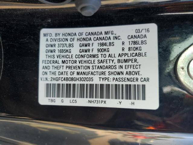 2016 HONDA CIVIC LX 2HGFC4B08GH302035