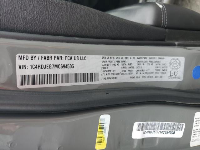 2021 DODGE DURANGO CI - 1C4RDJEG7MC694505