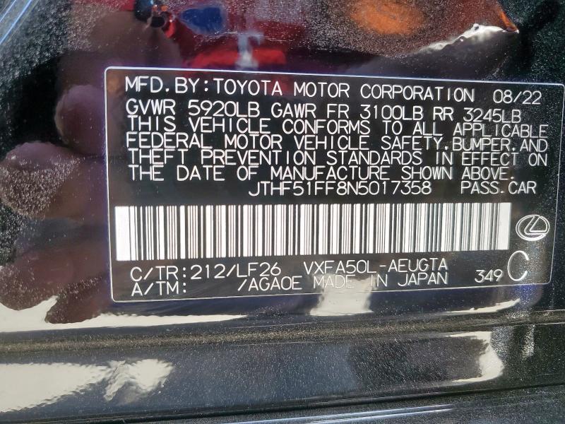 2022 LEXUS LS 500 BAS JTHF51FF8N5017358