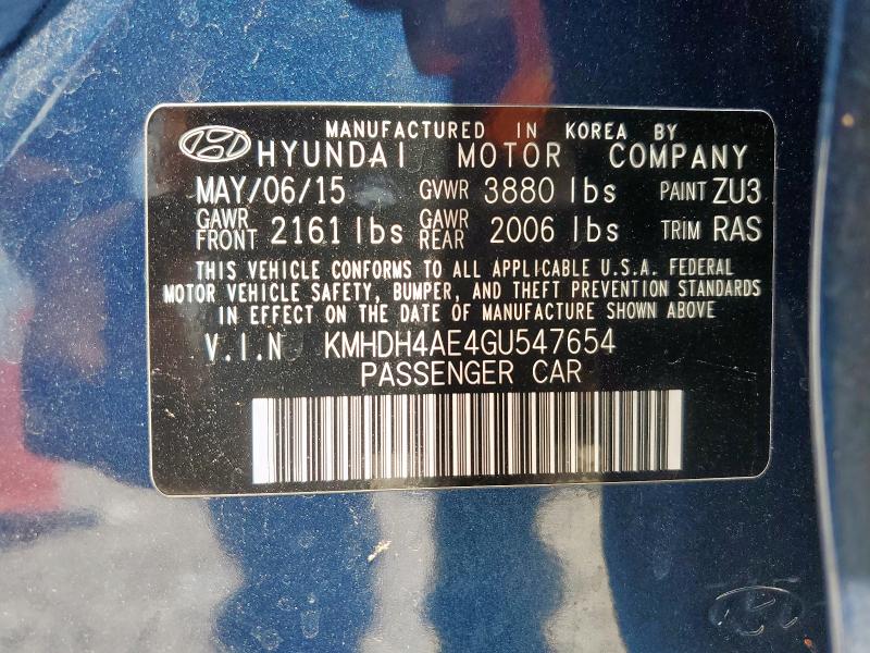 2016 HYUNDAI ELANTRA SE - KMHDH4AE4GU547654
