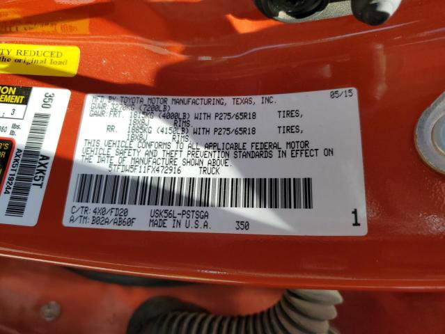 2015 TOYOTA TUNDRA CRE - 5TFDW5F11FX472916