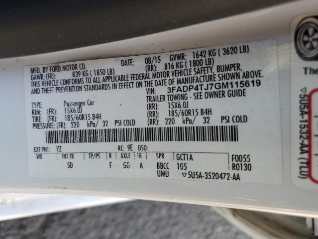 2016 FORD FIESTA S 3FADP4TJ7GM115619