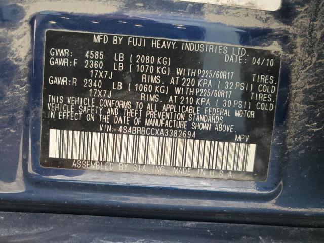 2010 SUBARU OUTBACK - 4S4BRBCCXA3382694