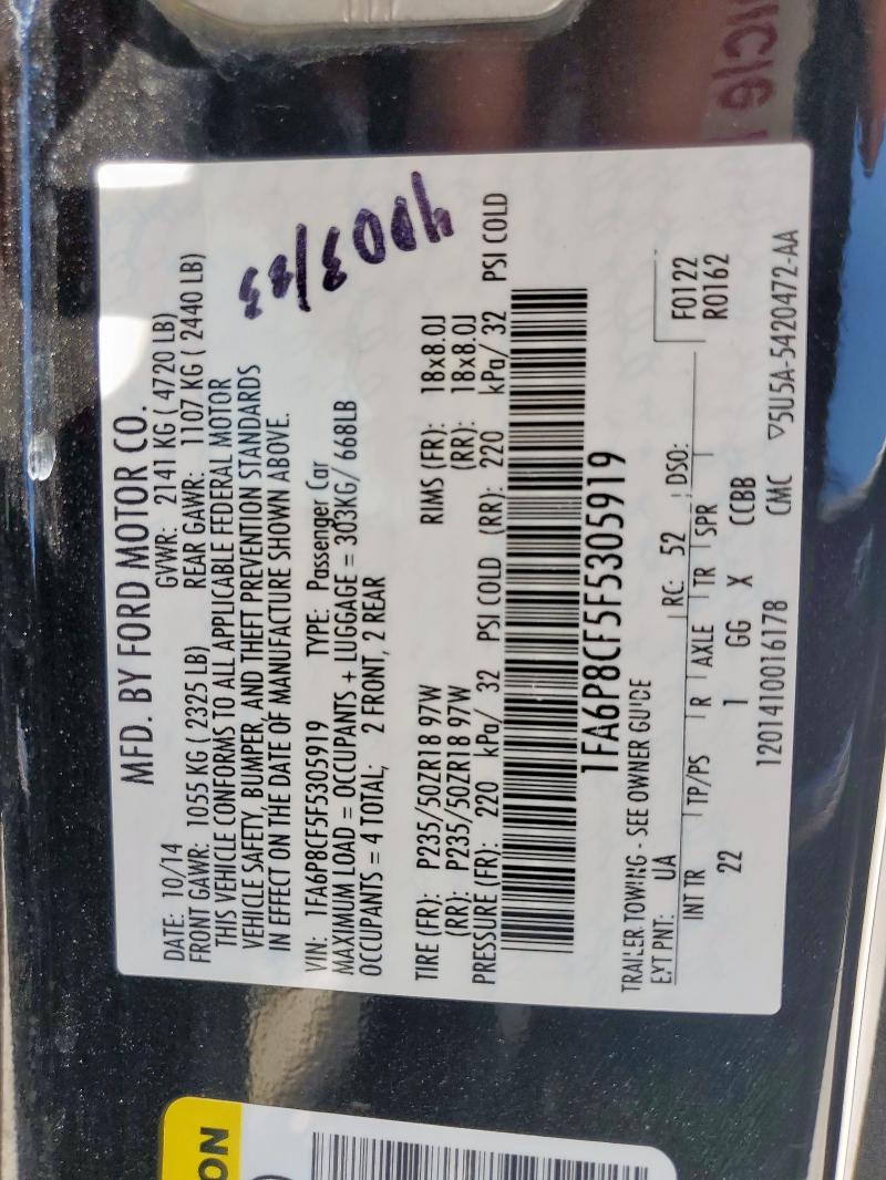 2015 FORD MUSTANG GT - 1FA6P8CF5F5305919
