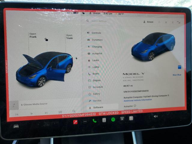 2021 TESLA MODEL Y 5YJYGDEE5MF094510