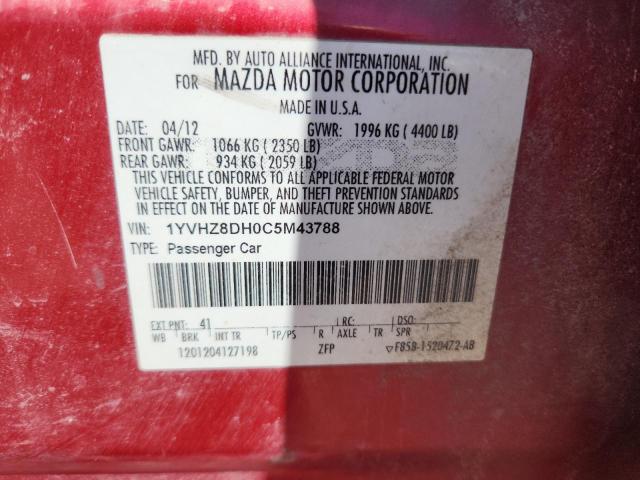 2012 MAZDA 6 I - 1YVHZ8DH0C5M43788