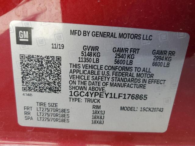 2020 CHEVROLET SILVERADO - 1GC4YPEY1LF176865