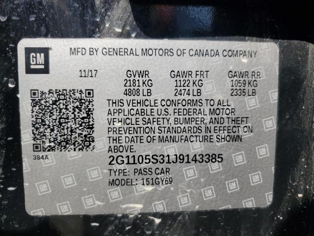 2018 CHEVROLET IMPALA LT 2G1105S31J9143385