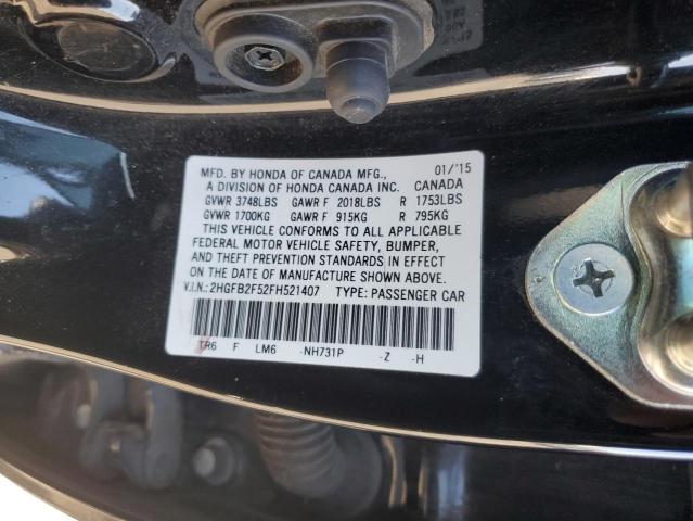 2015 HONDA CIVIC LX 2HGFB2F52FH521407