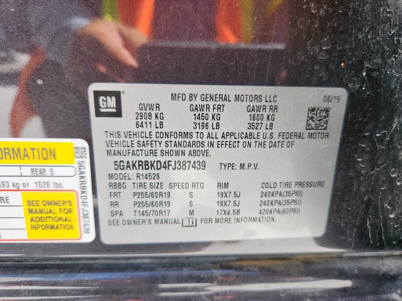 2015 BUICK ENCLAVE 5GAKRBKD4FJ387439