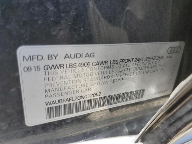 2016 AUDI A4 PREMIUM WAUBFAFL2GN012062
