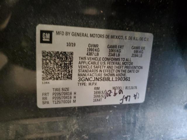2020 CHEVROLET TRAX LS 3GNCJNSB8LL190361
