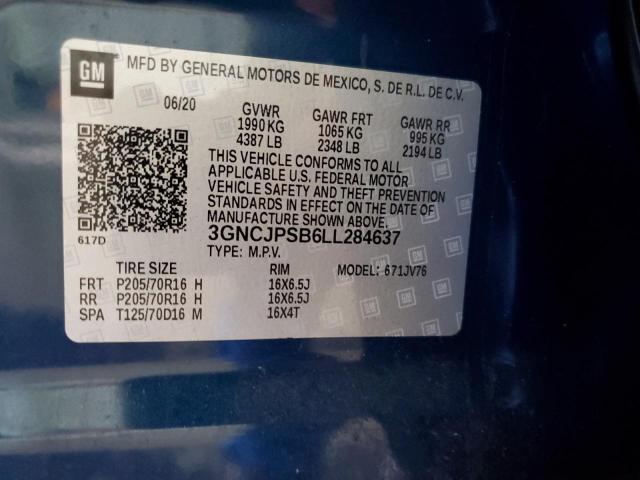 2020 CHEVROLET TRAX 1LT 3GNCJPSB6LL284637