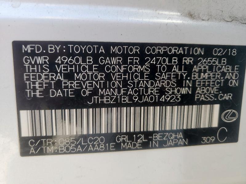 2018 LEXUS GS 350 BAS JTHBZ1BL9JA014923