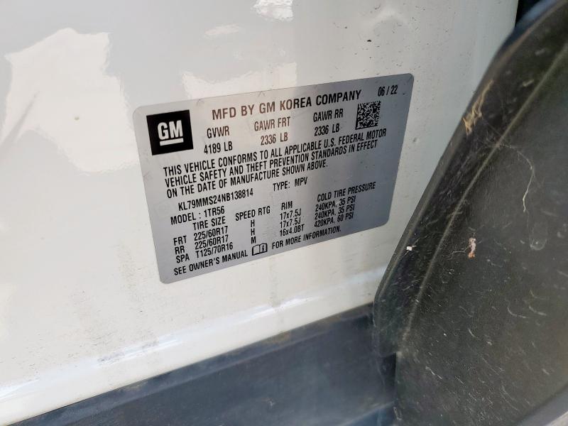 2022 CHEVROLET TRAILBLAZE KL79MMS24NB138814