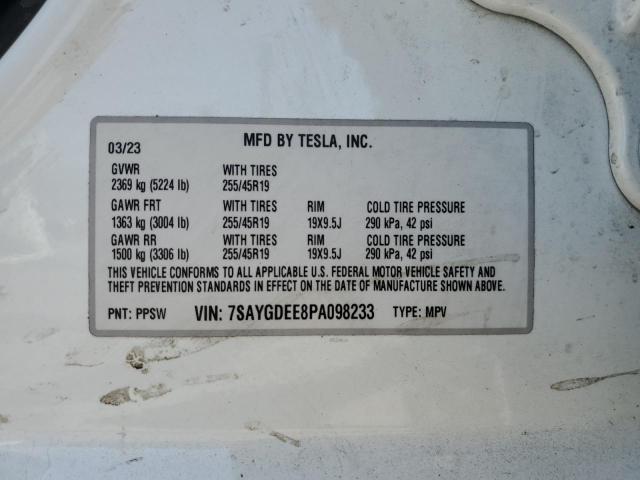 2023 TESLA MODEL Y 7SAYGDEE8PA098233