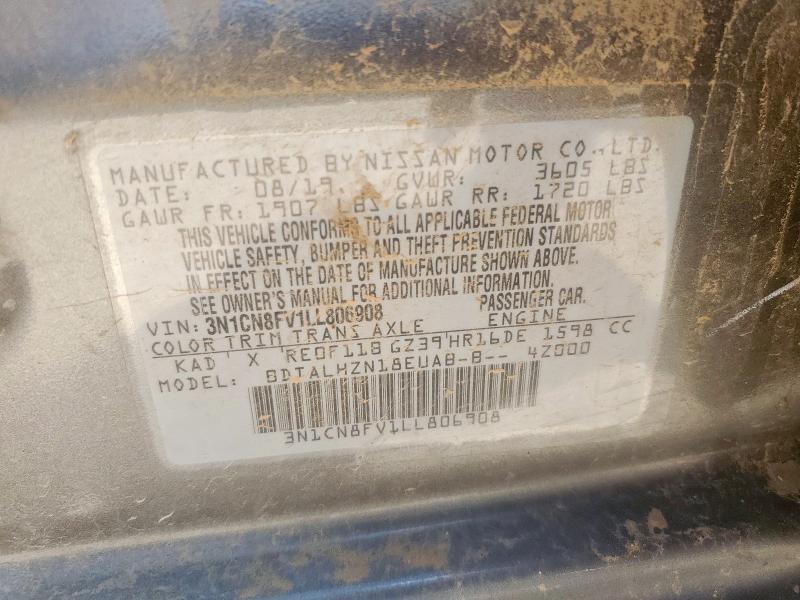 2020 NISSAN VERSA SR 3N1CN8FV1LL806908