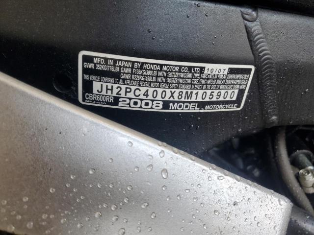 2008 HONDA CBR600RR JH2PC400X8M105900