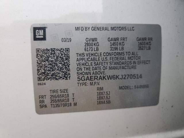 2019 BUICK ENCLAVE 5GAERAKW6KJ270514