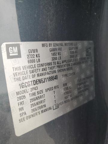 2018 CHEVROLET COLORADO Z - 1GCGTDEN6J1188648