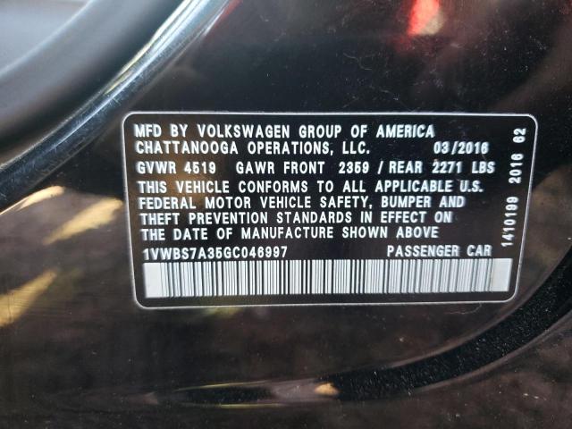 2016 VOLKSWAGEN PASSAT SE 1VWBS7A35GC046997