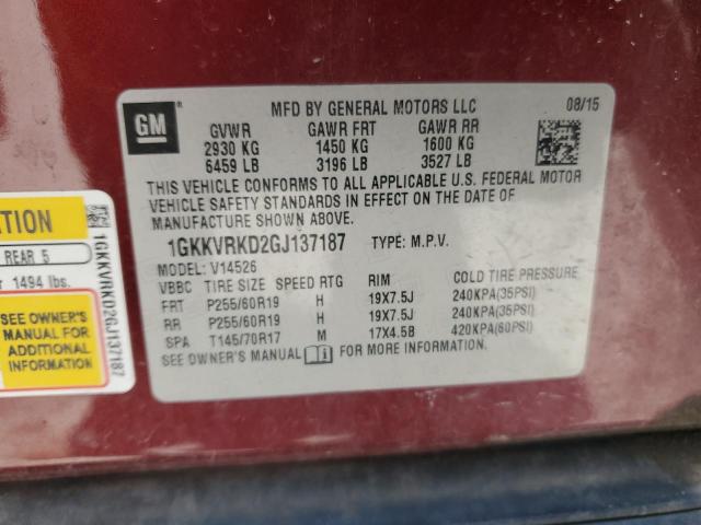 2016 GMC ACADIA SLT-1 1GKKVRKD2GJ137187