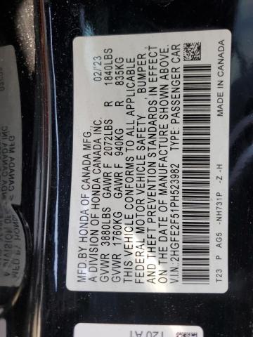 2023 HONDA CIVIC SPOR - 2HGFE2F51PH523982