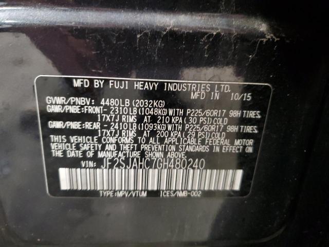 2016 SUBARU FORESTER 2 - JF2SJAHC7GH480240